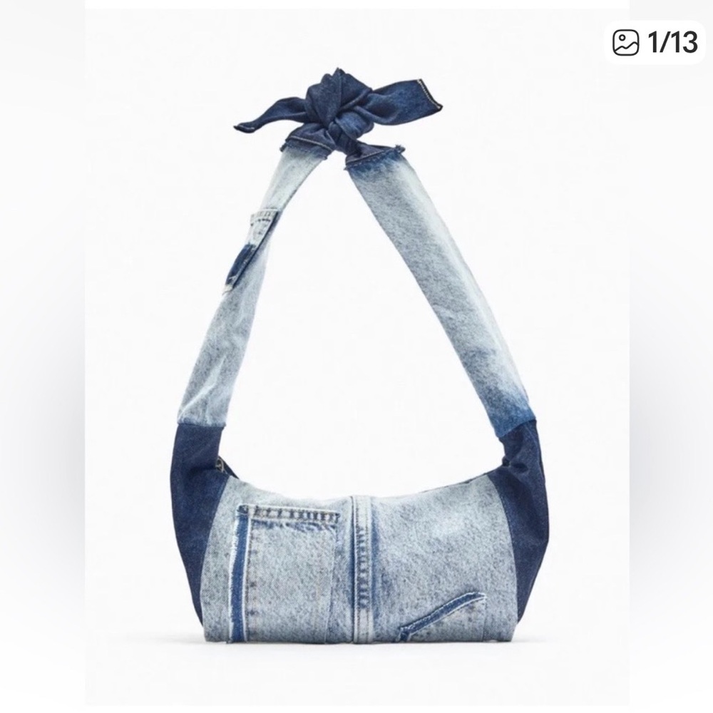 Zara Blue Denim Shoulder Bag